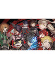 Anime desk pad 40x20 inches featuring Persona 5 characters with glowing eyes and dark theme, perfect for fans of chaos.
