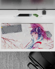 32x16 inches pastel anime mouse pad in soft pinks and mauve, calming spring vibe with blush highlights.