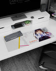 32x12 inches Saekano mouse pad featuring Kasumigaoka Utaha with deep red eyes and flowing dark hair.