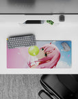 Pastel 28x12 mouse pad featuring whimsical anime art with floating petals and a lighthearted, dreamy vibe