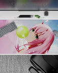 Charming 40x20 desk pad with whimsical anime art, pastel colors, and lighthearted, playful design