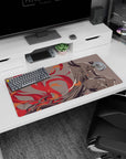 32x16 inches mouse pad showing a horned demon anime girl with long hair and fiery red swirls around her.