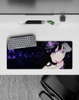 28x12 inches gaming mouse pad in galaxy purple tones, violet highlights, and starry midnight sparkle.