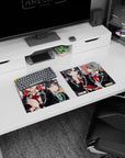 28x12 inches anime girl mouse pad featuring Hachiman, Yukino, and Yui in a serious-cute hallway scene.