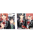 Oregairu anime girl desk pad 36x16 inches with crisp line art of three students in school blazers.