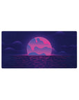 Synthwave Retrowave desk mat 32x16 featuring glowing sunset for gaming or workspace energy with retro flair
