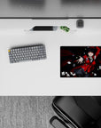 Anime mouse pad 14x10 inches in crimson, black, and red with bold gambling vibe and lucky energy.