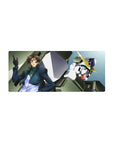 28x12 inches anime mouse pad with Lockon Stratos and Gundam Dynames mech art, crisp panels and V-fin.