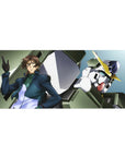 Gundam 00 anime desk pad 36x16 inches with Lockon Stratos and Gundam Dynames, crisp mech art.
