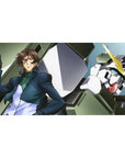 Mobile Suit Gundam 00 anime desk pad 40x20 inches featuring Lockon Stratos and Gundam Dynames.