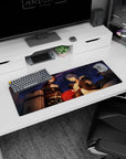 32x12 inches anime girl mouse pad showing two bold girls leaning together, starry backdrop, attitude on your desk.