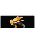 Anime mouse pad 32x12 inches featuring Zenitsu from Demon Slayer, showcasing his iconic orange haori and poised stance.