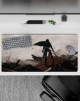 32x16 inches mouse pad showcasing Levi Ackerman in a post-war scene, perfect for fans who admire his unmatched strength.