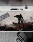 40x20 inches mouse pad showcasing Levi Ackerman in a post-war scene, blending resilience and destruction with cinematic depth.