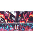 Darling in the Franxx Battle Lightning Mouse Pad 40x20 featuring a colossal mecha, glowing red eyes, and crackling blue and red lightning for an intense anime aesthetic