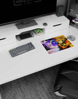 Naruto Uzumaki in Kurama rage faces Sasuke Sharingan on anime mouse pad 14x10 inches.