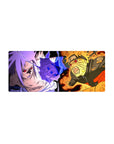 28x12 inches anime mouse pad with Naruto vs Sasuke comic panel art, crisp linework and bold shading.