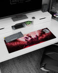 32x12 inches mouse pad showing two gothic anime girls in silky lace dresses on a coffin with roses.
