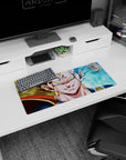 Dragon Ball Z mouse pad, 28x12 inches, with Majin Vegeta and Super Saiyan Blue Vegeta, perfect for fans who appreciate Vegeta’s contrasting powers.