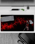 32x16 inches mouse pad with Akame design, featuring a crimson energy storm and bloodstained blade, exuding resilience and strength in every detail.