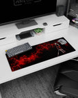 Artistic 32x12 inches mouse pad featuring Akame design, with crimson energy and a bloodstained blade for a strong and resilient anime-inspired look.