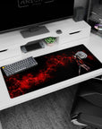 Artistic 36x16 inches mouse pad featuring Akame design, with a crimson energy storm and bloodstained blade, capturing her strength and resilience.