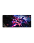 28x12 inches anime mouse pad with Infinite Justice Gundam cutting through starry space debris.