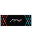 Compact 32x12 inches mouse pad with Darling in the Franxx logo, featuring red and blue XX patterns on a black background for a sleek, minimalist effect.