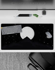 Serene 32x16 mouse pad with a full moon above a shadowy mountain peak, adding a captivating and tranquil touch to your desk setup