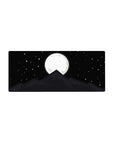 Moonlit 28x12 mouse pad with a glowing full moon and shadowy mountain peak, perfect for adding tranquility and beauty to your desk