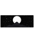 Moonlit 32x12 mouse pad with a glowing full moon above a shadowy mountain peak, perfect for bringing serenity to your desk