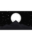 Moonlit 40x20 desk pad featuring a glowing full moon above a shadowy mountain peak for a serene and captivating atmosphere