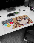 32x16 inches Toradora mouse pad featuring Taiga Aisaka with sparkly eyes and red school uniform.