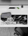 32x12 inches mouse pad with Guts facing the Beast of Darkness, reflecting inner turmoil and psychological intensity in a minimalist black-and-white design.