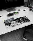 Berserk mouse pad, 28x12 inches, showcasing Guts facing the Beast of Darkness, perfect for adding a touch of psychological intensity to your desk.