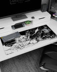 Artistic 36x16 inches desk pad featuring Guts and the Beast of Darkness, perfect for fans of dark psychological themes in Berserk.