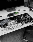 Large 40x20 inches desk pad with Guts confronting the Beast of Darkness, perfect for fans who appreciate the psychological depth of Berserk.