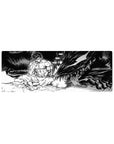Compact 32x12 inches mouse pad featuring Guts confronting the Beast of Darkness, perfect for smaller desks with intense psychological design.