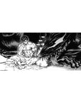 Berserk desk pad featuring Guts and the Beast of Darkness, 36x16 inches, capturing the dark psychological struggle of the Black Swordsman.