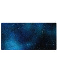 Midnight sky starfield desk mouse pad, 32x16 inches, with nebula mist and crisp white stars.