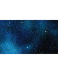 Midnight sky starfield desk pad, 40x20 inches, with white stars and soft nebula mist.
