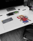 32x16 inches Taiga Aisaka Toradora mouse pad, mid-swing with wooden sword, big eyes and confident smirk.
