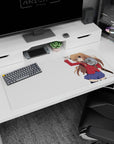 36x16 inches Toradora desk pad featuring Taiga Aisaka mid-swing, big eyes and confident smirk.