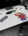 Taiga Aisaka Toradora desk pad 40x20 inches, mid-swing with wooden sword and confident smirk.