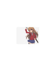 Classic anime girl mouse pad 14x10 inches with chibi swordswoman in red blazer and navy skirt on white.