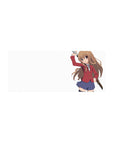Anime girl mouse pad 28x12 inches with Taiga Aisaka swinging a wooden sword on a clean white background.