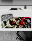 Anime mouse pad 32x12 inches featuring Ainz Ooal Gown from Overlord, showcasing intense crimson eyes and magical details.