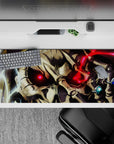Ainz Ooal Gown from Overlord anime on a 36x16 inch desk pad, with intense crimson eyes and glowing sigils.