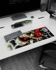 Anime mouse pad 32x12 inches featuring Ainz Ooal Gown from Overlord, showcasing his intense glare and magical aura.