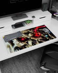 Anime mouse pad 32x16 inches featuring Ainz Ooal Gown from Overlord with intense crimson eyes and magical details.
